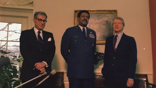 Click photo to download. Caption: Former American defense secretary Harold Brown (pictured at left, next to Gen. Daniel "Chappie" James and President Jimmy Carter) eventually learned and accepted that idealism needs to be tempered by the reality of experience. The 800 Israelis (led by prominent intellectuals) who are demanding European recognition of a Palestinian state could use the same lesson, writes Abraham H. Miller. Credit: National Archives and Records Administration.