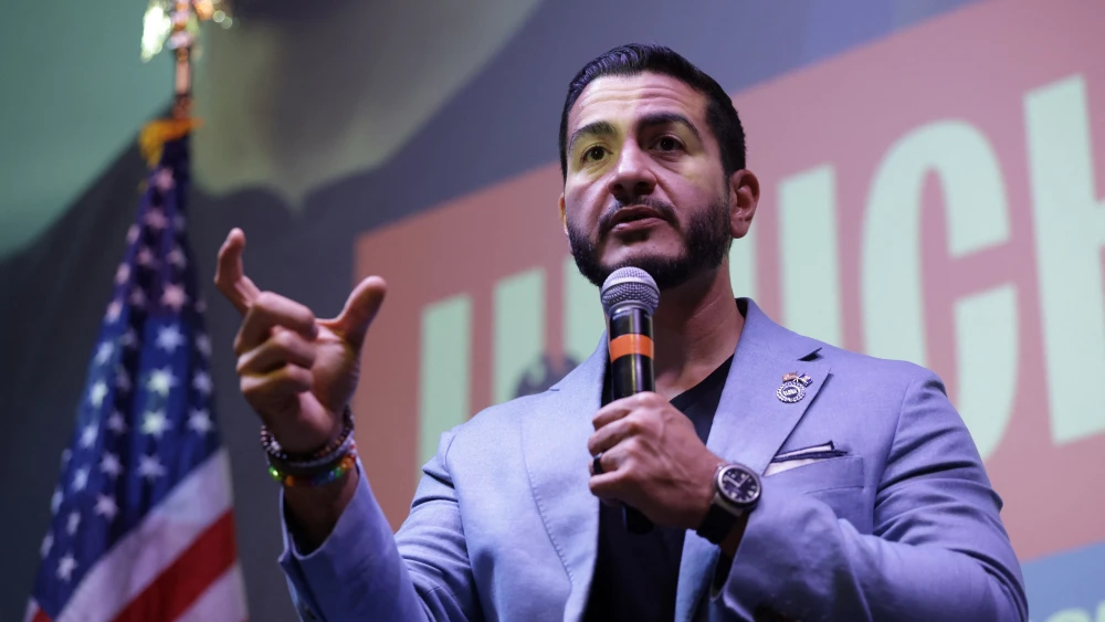 Dr. Abdul El-Sayed, the Democratic nominee for Senate in Michigan, speaks during a Student Meet and Greet at the Michigan Theatre in Ann Arbor, Mich., on Aug. 26, 2026. Photo by Jeff Kowalsky/AFP via Getty Images.