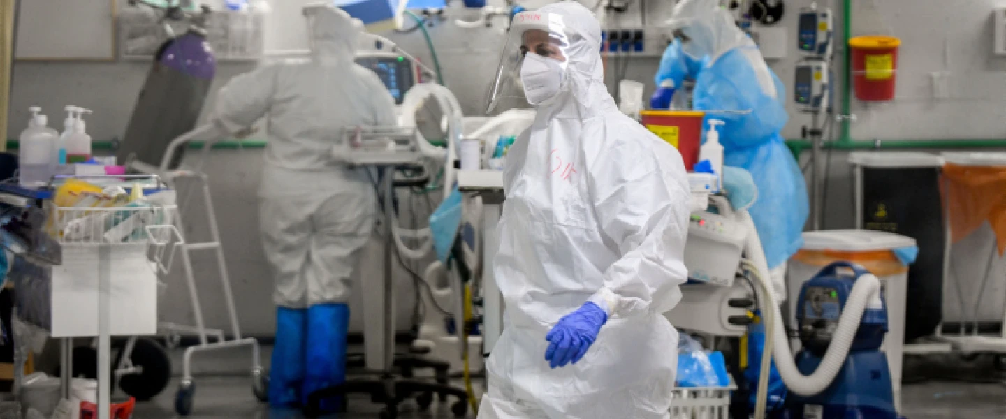 Sheba Medical Center staff in the hospital's coronavirus isolation ward, in Ramat Gan, Israel, July 20, 2020. Photo by Yossi Zeliger/Flash90.
