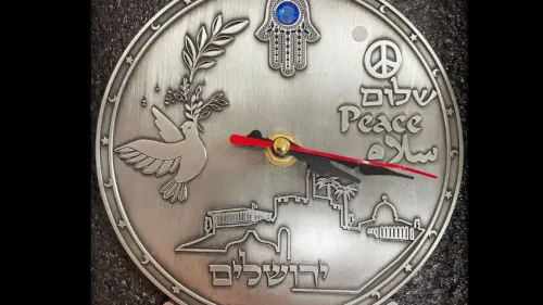 The "peace clock" shows religious images referencing Islam and Christianity, but almost none specifically recalling the Jewish religion. Source: Facebook.