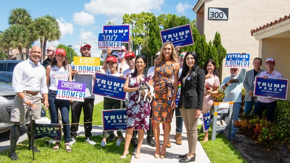 Lara Trump, front and center, campaigned with Laura Loomer, on the right. Loomer is the Republican congressional candidate in Florida's 21st Congressional District. Credit: Courtney Parella/Twitter.