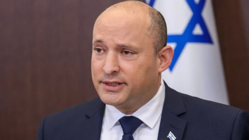 Israeli Prime Minister Naftali Bennett leads a cabinet meeting at the Prime Minister's office in Jerusalem on Nov.21, 2021. Photo by Marc Israel Sellem/POOL.