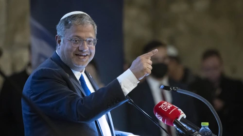 Israeli National Security Minister Itamar Ben-Gvir speaks during a ceremony for incoming Israel Police Jerusalem District Cmdr. Avshalom Peled, in the capital’s Old City on Jan. 4, 2026. Photo by Chaim Goldberg/Flash90.