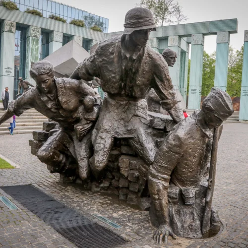 Monument to the Warsaw Uprising Fighters located in a part of the former Warsaw Ghetto. Photo by Isaac Harari/Flash90.