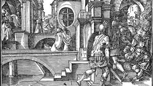 A 1578 illustration of the defeat of Haman's forces at the end of the Purim story. Source: Emory University via Wikimedia Commons