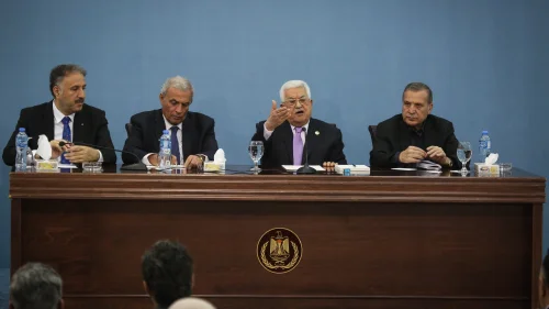Palestinian Authority leader Mahmoud Abbas speaks during a meeting with journalists in the West Bank city of Ramallah on July 3, 2019. Photo by Flash90.
