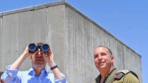 Israeli President Isaac Herzog looks across the border into Lebanon, Aug. 2, 2023. Photo by Kobi Gideon/GPO.