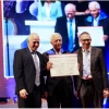 From left: Hebrew University president Asher Cohen, Jehuda Reinharz Hebrew University rector Barak Medina. Credit: Bruno Cherbit/Hebrew University.