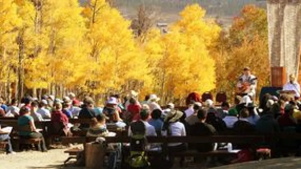 Click photo to download. A few lucky congregants get to bring in the new year in the Colorado forest. Credit: Adventure Rabbi.