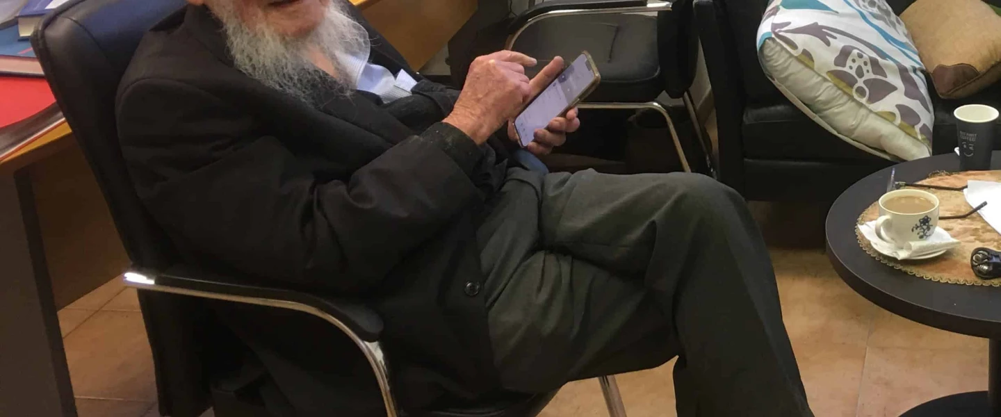 Nobel Laureate Yisrael (Robert J) Aumann in his office at Hebrew University in Jerusalem, Feb. 23, 2025, Photo by David Isaac.