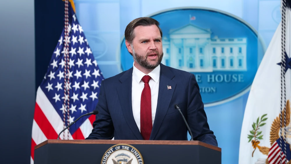 U.S. Vice President JD Vance speaks during a news briefing in the Brady Press Briefing Room at the White House, in Washington, D.C., on Sept. 3, 2026. Photo by Kevin Dietsch/Getty Images.