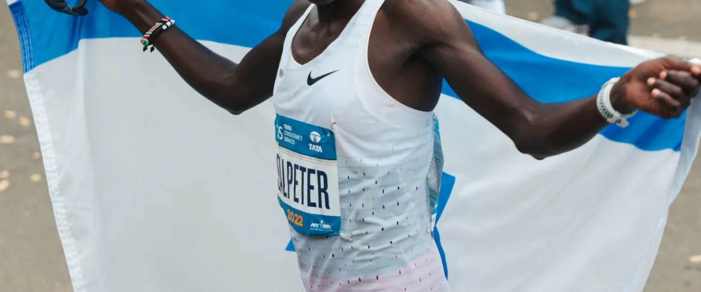 Israeli runner Lonah Chemtai Salpeter after placing second in the New York City Marathon on Nov. 6, 2022. Credit: courtesy NN Running Team