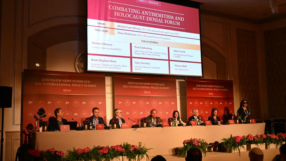 The "Combating Antisemitism and Holocaust-denial Forum" at the annual JNS International Policy Summit at the Waldorf Astoria in Jerusalem, June 22, 2026. Photo by Nim Gluckman.