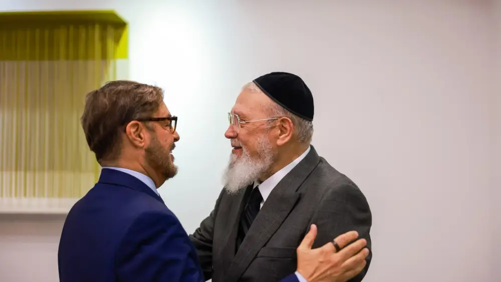 Venezuela's Minister of Foreign Affairs and International Trade, Félix Plasencia González, receives Rabbi Isaac Cohen at the Foreign Ministry headquarters in Caracas, Venezuela, on Aug. 9, 2026. Photo courtesy of Venezuela's Foreign Affairs and International Trade.