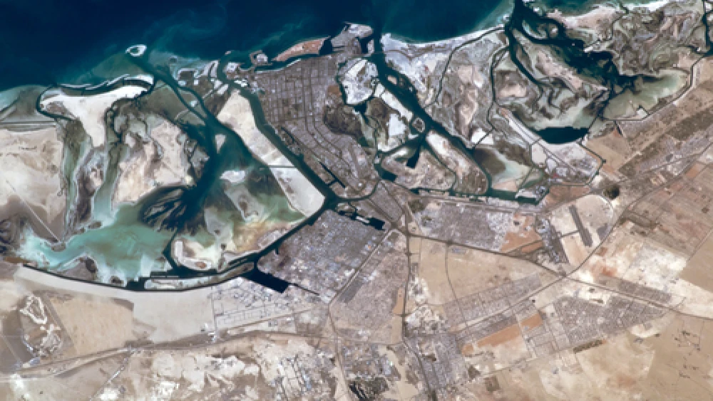 An aerial view of Abu Dhabi, capital of the United Arab Emirates. Credit: NASA.