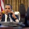 President Barack Obama talks with Israeli Prime Minister Benjamin Netanyahu during a phone call from the Oval Office, Monday, June 8, 2009. Credit: White House/Pete Souza.