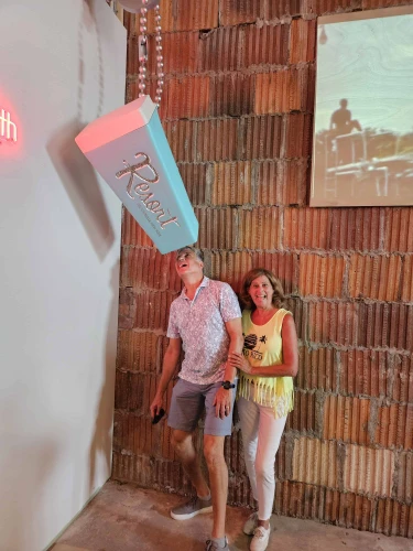 Blast from the past: A photo souvenir reminiscent of Jewish summers of yore at the first-ever Borsch Belt Fest in Ellenville, N.Y., on July 29, 2023. Photo by Dan L.