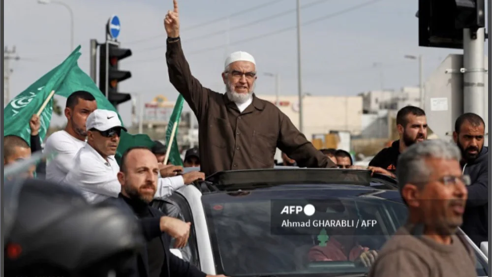 Raed Salah, the head of the northern branch of the Islamic Movement in Israel, was released from Megiddo prison after serving 17 months, Dec. 13, 2021. Source: Twitter.