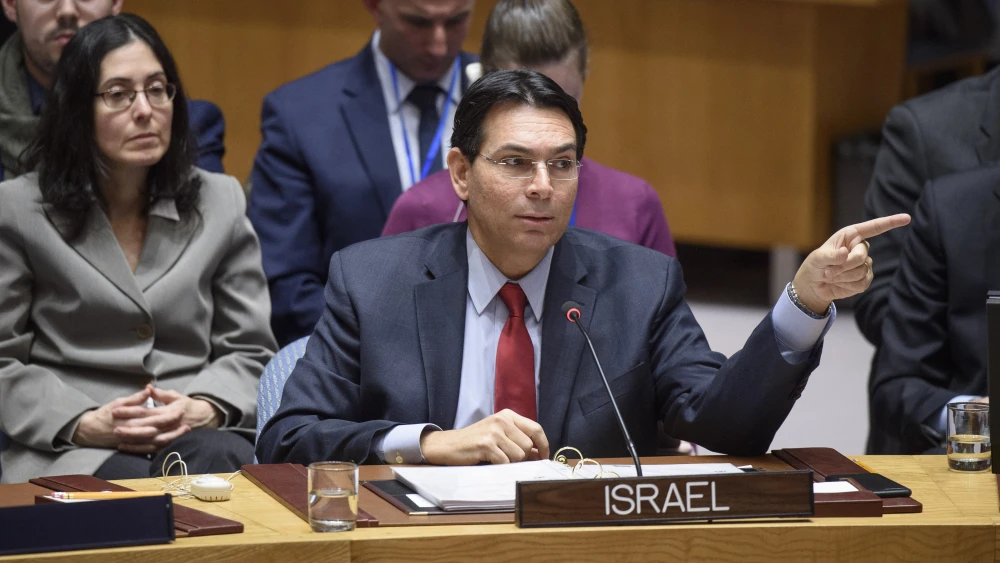 Israeli Ambassador to the U.N. Danny Danon addresses the Security Council during a meeting on the situation in the Middle East, including the Palestinian question, February 2020. Credit: Loey Felipe/U.N. Photo.