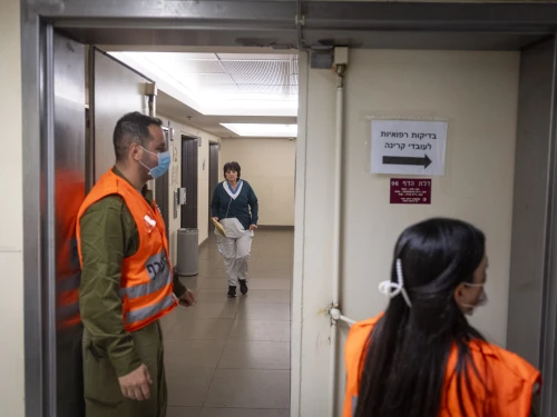 Patients and medical staff are seen in an underground parking area converted into a treatment ward at Ichilov Hospital in Tel Aviv, after many patients were relocated following the outbreak of war and missile fire from Iran toward Israel, March 8, 2026. Photo by Chaim Goldberg/Flash90.