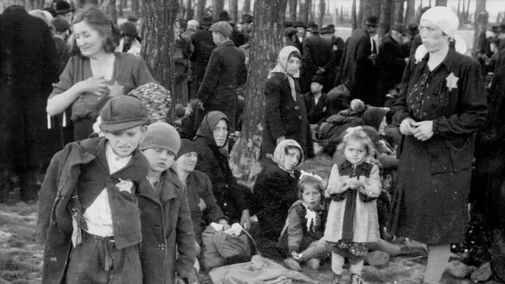 Hungarian Jews shortly before their murder at Auschwitz-Birkenau in Nazi-occupied Poland in May 1944. Photo credit: Yad Vashem.