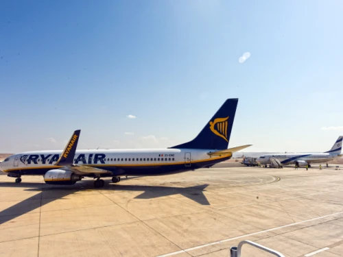 A Ryanair airliner arrives in Eilat, Nov. 9, 2015. Credit: Flash90.