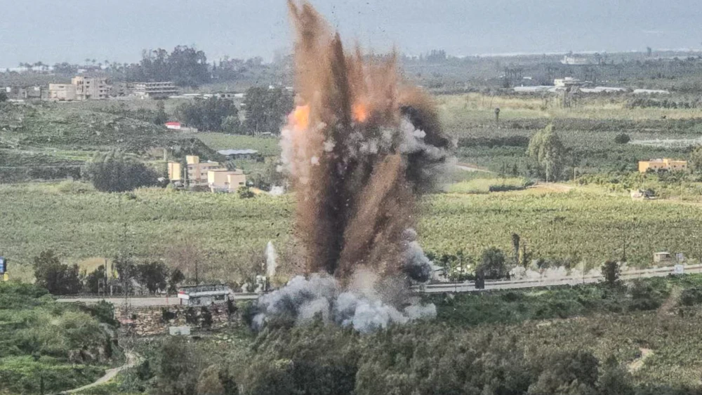 An Israeli airstrike targeting the Qasmiyeh bridge, which was used by Hezbollah to move weapons across the Litani River, March 22, 2026. Photo by Kawnat Haju/AFP via Getty Images.