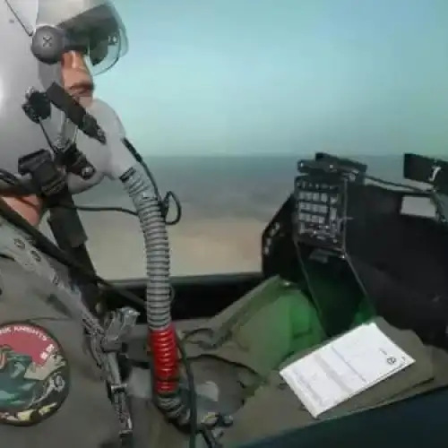 An Israeli Air Force pilot using the simulator to prepare for real-life events. Photo by Gideon Markowitz.