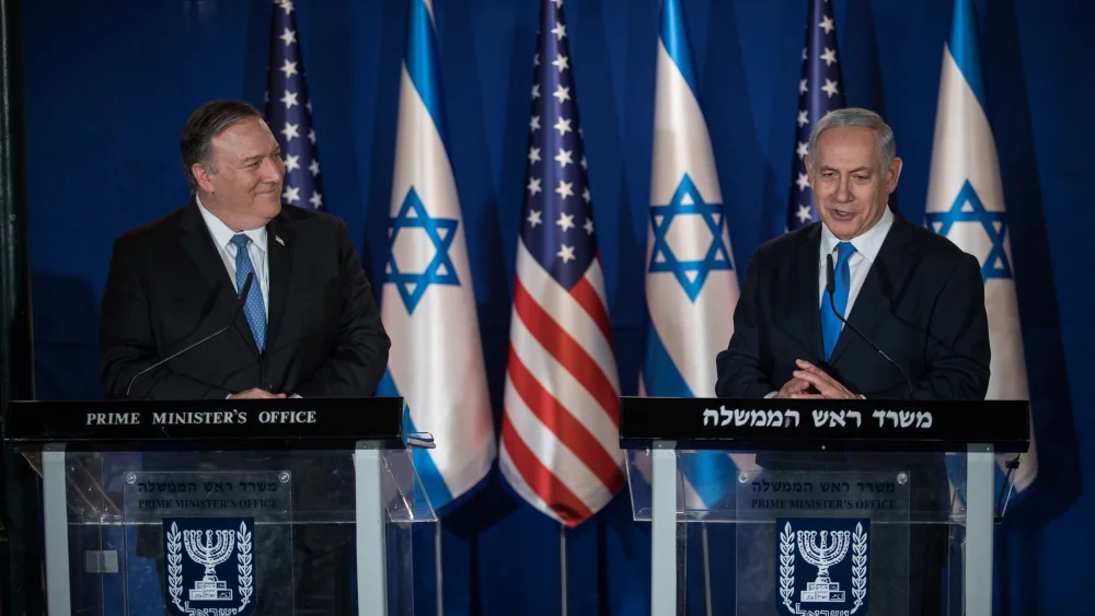 Israeli Prime Minister Benjamin Netanyahu and U.S. Secretary of State Mike Pompeo deliver joint statements in Jerusalem on March 20, 2019. Photo by Hadas Parush/Flash90.