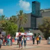 Students at the Tel Aviv University on the first day of the new academic year, Oct. 14, 2018. Photo by Flash90.