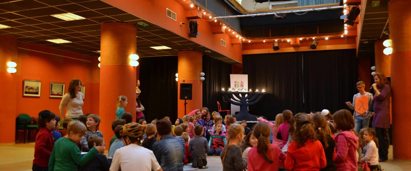 A Hanukkah celebration at the JCC in Budapest, known as the Balint House. Credit: JDC.