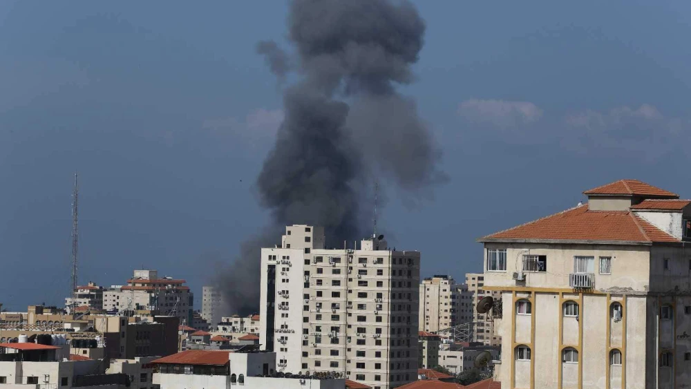 The Israeli Air Forcestrikes a terrorist target in the Gaza Strip, Oct. 7, 2023. Photo by Majdi Fathi/TPS.