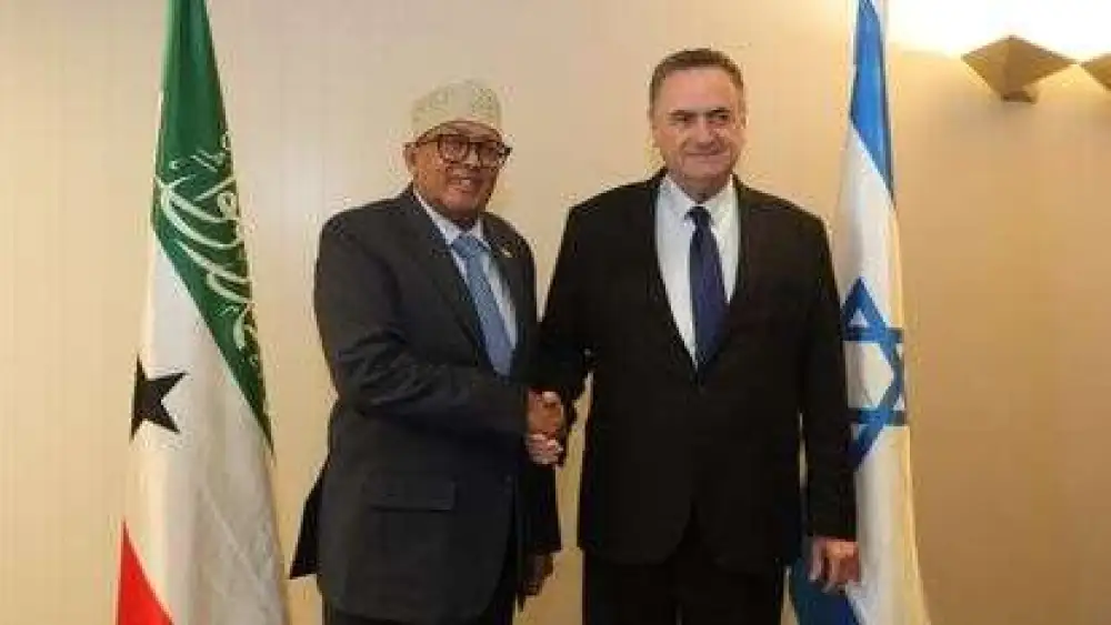 Israeli Defense Minister Israel Katz meets with visiting Somaliland President Abdirahman Mohamed Abdullahi, June 17, 2026. Credit: Ariel Hermoni/Defense Ministry.