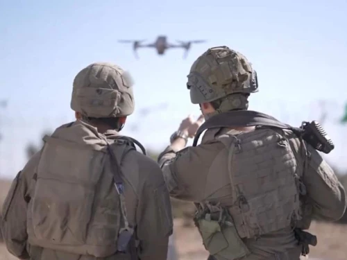 Israeli soldiers from the 869th Field Intelligence Battalion operate a drone along the Lebanese border in an effort to track and target Hezbollah positions. Credit: IDF.