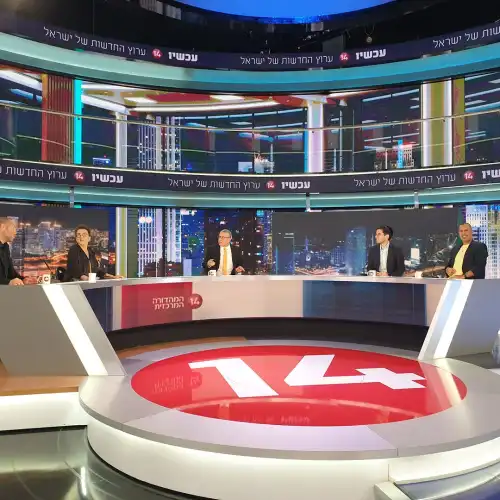 Israel's Channel 14 program "The Patriots," hosted by Yinon Magal. (center). Source: Facebook.