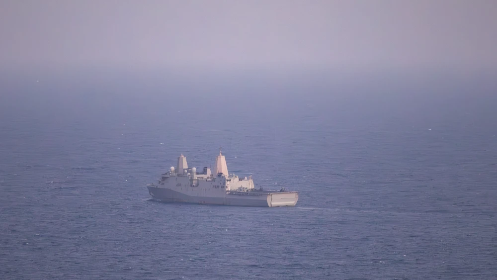 The amphibious transport dock ship USS New Orleans sails in the Arabian Sea during the U.S. blockade of Iranian ports on April 28, 2026. Over the past 20 days, U.S. forces have redirected 48 vessels to enforce the blockade, according to U.S. Central Command. Source: @CENTCOM/X.