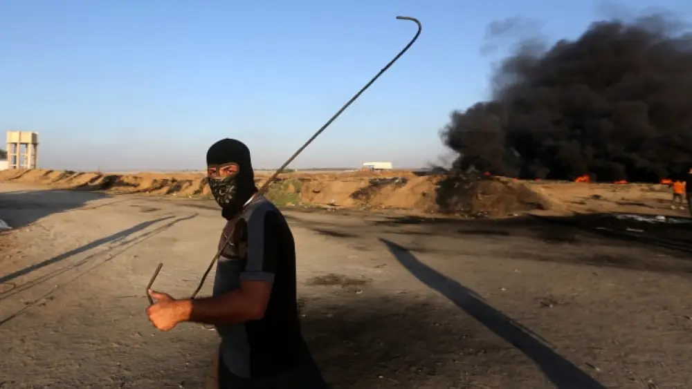 Palestinian terrorists clash with Israeli forces near the Gaza border on Sept. 25, 2023. Photo by Atia Mohammed/Flash90.
