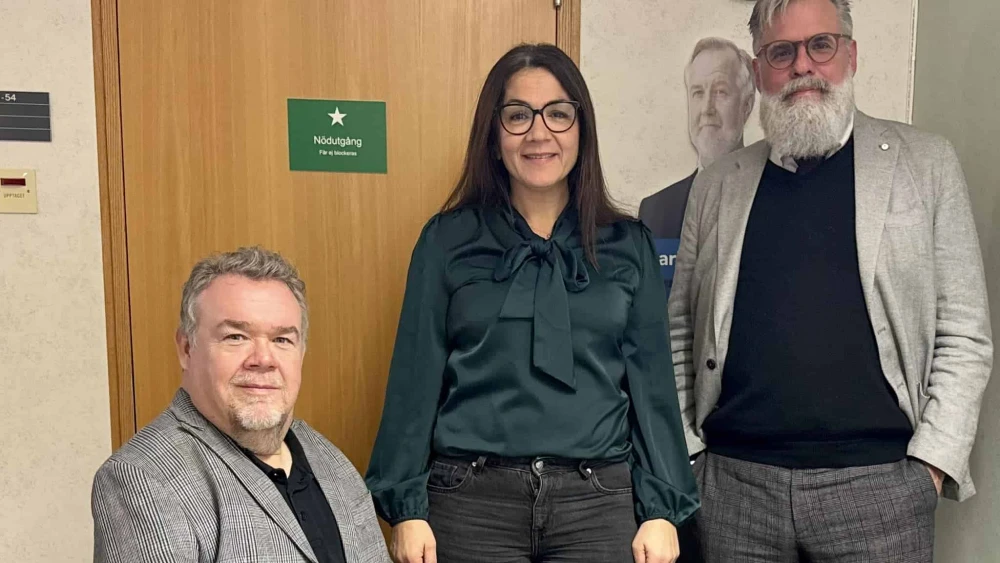 Professor Christer Mattsson (right) during a meeting with David Lega, the secretary general of the European Jewish Association, and Swedish lawmaker Gulan Avci in Stockholm, Sweden on Dec. 2, 2024. Credit: Courtesy.