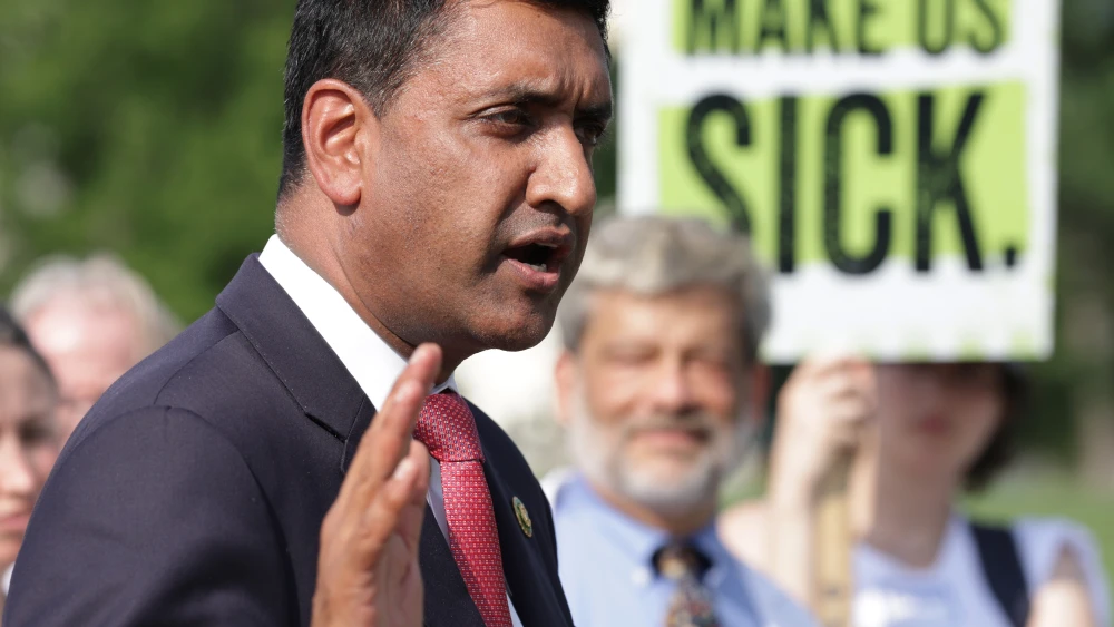 U.S. Rep. Ro Khanna (D-CA) speaks during a news conference on Medicare Advantage plans in front of the U.S. Capitol on July 25, 2023 in Washington, DC. Photo by Alex Wong/Getty Images.