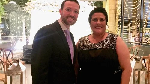 Kidney donor Rabbi Ari Sytner with his recipient, Ronit Havivi, at the recent wedding of Havivi's daughter. Credit: Courtesy of Rabbi Ari Sytner.