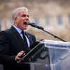 Israeli opposition leader Yair Lapid (Yesh Atid Party) at a protest outside the Israeli parliament in Jerusalem March 27, 2023. Photo by Erik Marmor/Flash90.
