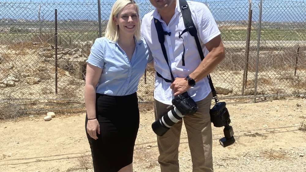 Ahmad Batebi with Emily Schrader, a pro-Israel digital activist. Credit: Courtesy.