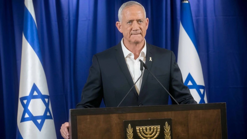 National Unity Party leader Minister Benny Gantz holds a press conference in Ramat Gan, May 18, 2024. Photo by Miriam Alster/Flash90.