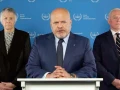 International Criminal Court chief prosecutor Karim Khan (center) announces that he has applied for arrest warrants for Israeli leaders, May 20, 2024. Credit: ICC.