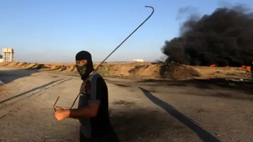 Palestinian terrorists clash with Israeli forces near the Gaza border on Sept. 25, 2023. Photo by Atia Mohammed/Flash90.