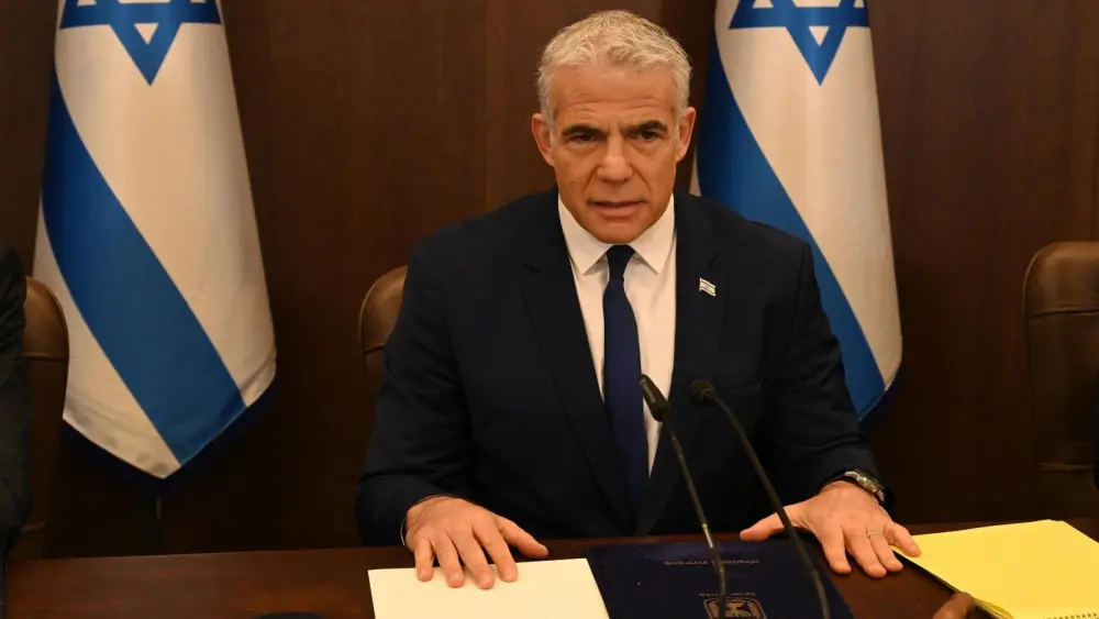 Israeli Prime Minister Yair Lapid addresses his final Cabinet meeting, Nov. 20, 2022. Credit GPO.