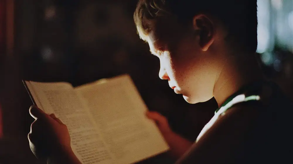 Boy reading a book