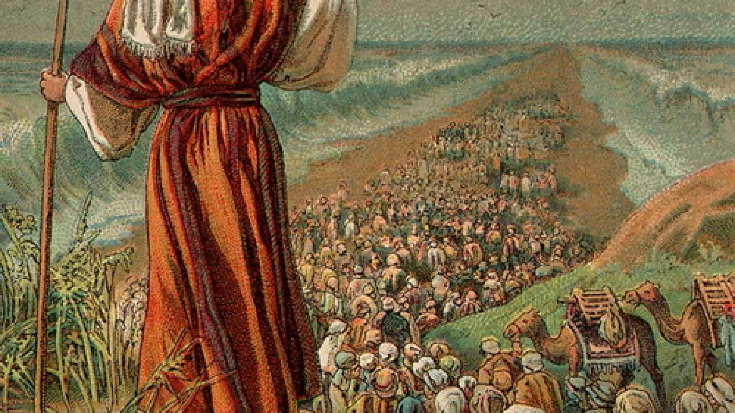 Click photo to download. Caption: An illustration of the biblical Exodus from Egypt. Credit: Providence Lithograph Company via Wikimedia Commons.