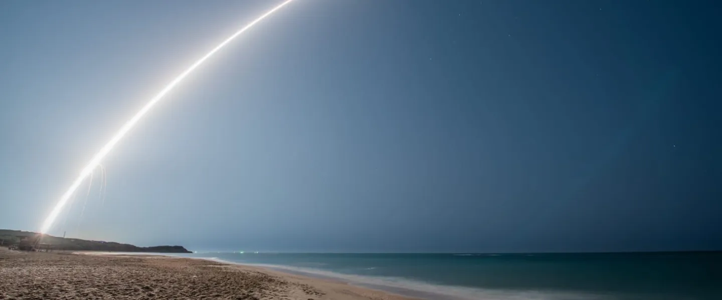 The launch of the “Okef 13” satellite from the Palmachim Airbase in central Israel on March 29, 2023. Credit: Israeli Ministry of Defense.