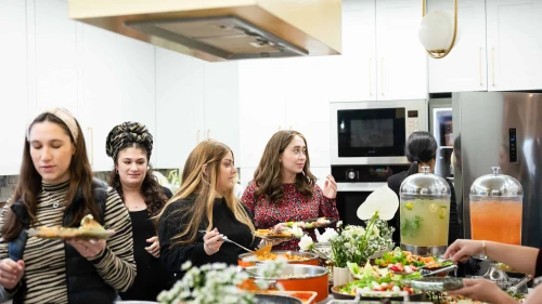 Expectants mothers attend a shared baby shower in Modi'in on Nov. 24, 2024. Photo by Kira Kletsky.